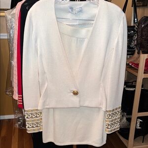 St. John Ivory Jacket with Gold Detailing